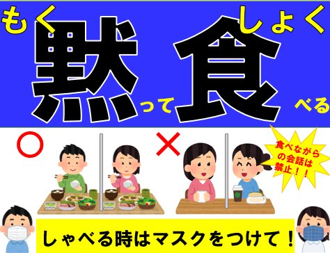 「黙食」の注意喚起表示